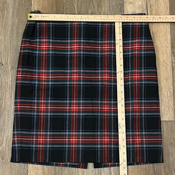 J Crew Red Tartan Plaid A-Line The Pencil Mini Skirt Wool Sz 14 Academia Holiday - Picture 4 of 5